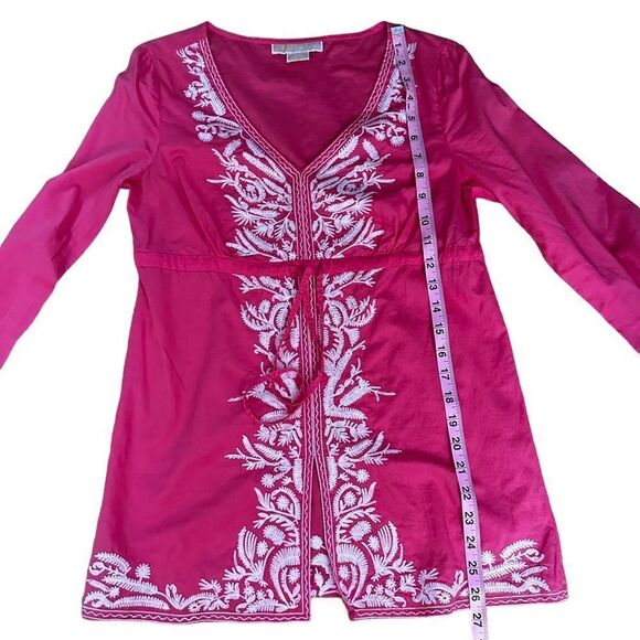 Michael Kors ~ bright Barbie pink with white embroidery ~ tunic ~ size Small - Picture 11 of 13